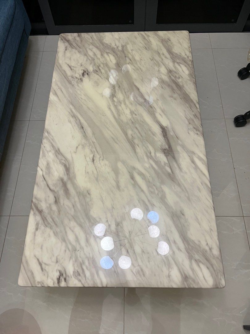 Solid marble Coffee Table (Category: Tables & Sets) located in Singapore. Submitted by up4grabz (Listing ID 1352984146, Image 1). Description: Full marble table (not sintered) for sale. From star living 125x70x36cm Self collect at siglap area .