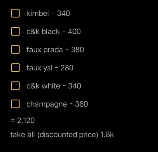 take all bags! (Category: Luxury Bags & Wallets) located in Quezon City. Submitted by cloquettesells (Listing ID 1352956472, Image 2). Description: rfs: need funds loc: quezon city can be sold individually. check prices 2nd pic. some are cheap, some are expensive (bought for orig price of 2k+). it's already a stealll price 🤍 good for business na rin..