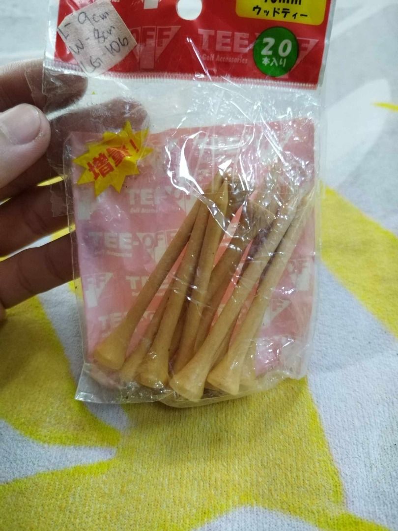 70mm Wooden Golf Tee (Category: Golf) located in Santa Cruz. Submitted by jmy_surplus.2 (Listing ID 1353174618, Image 3). Description: Size ; L - 9 W - 8 Color ; Brown Type ; Golf tee Brand ; No brand Material ; Wood Style ; Wooden Golf Tee LG 106 JMY 4.