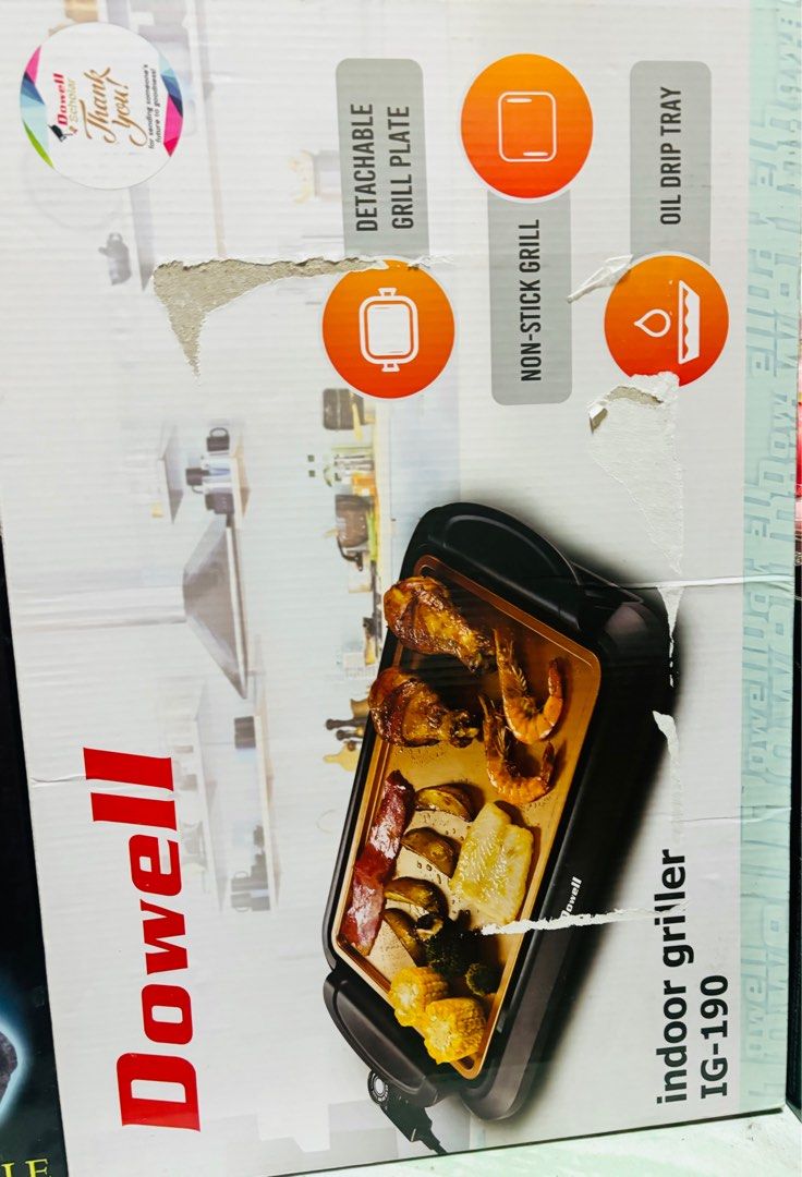 Dowell Indoor Griller (Category: Other Kitchenware & Tableware) located in Makati City. Submitted by jsingalivo (Listing ID 1353133206, Image 1). Description: Sale‼️ Indoor griller sa shoppe2,249 sakin po 1,900 nalang napanalunan lang po sa raffle!.