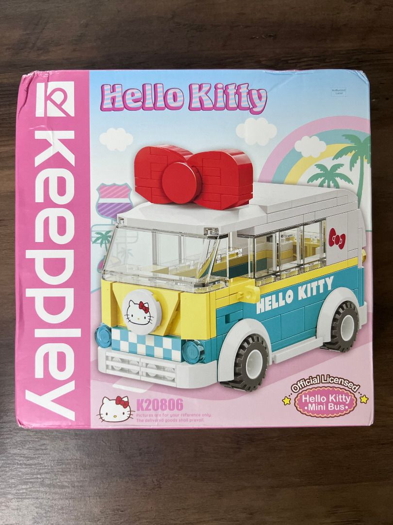 Hello Kitty Mini Bus Sanrio Keeppley (Category: Vehicle & Diecast Models) located in Marikina City. Submitted by mariefdv (Listing ID 1353041155, Image 1). Description: Keeppley Hello Kitty Mini Bus This is a Hello Kitty bus building toy model. The bus has a lot of cute Hello Kitty elements, including the logo on the front of the bus and the red bow on the roof. The color of the bus is rich in the style of summer beach. This buildable bus set is 
