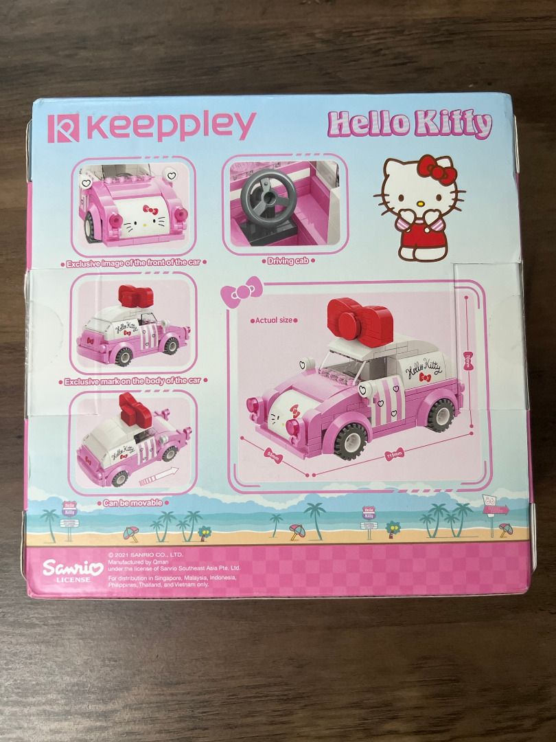 Keeppley Hello Kitty Mini Car Sanrio Keeppley (Category: Vehicle & Diecast Models) located in Marikina City. Submitted by mariefdv (Listing ID 1353041515, Image 2). Description: Keeppley Hello Kitty Mini Car This is a Hello Kitty building toy model in the shape of a beetle car. The car has a lot of cute Hello Kitty elements, including the front face, the red bow on the roof, and the pink color. This buildable car set is a good gift for Hello Kitt