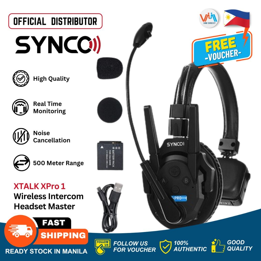 Synco Xtalk XPro Series 2.4G Full-Duplex Noise Cancelling Wireless Intercom Headset System for Stage (Category: Headphones & Headsets) located in Manila. Submitted by vmidirect (Listing ID 1353108408, Image 2). Description: About this item ● Expanded Team Communication to 500M Distance. 2 high-gain external antennas greatly boost the transmission signal of XPro headsets, delivering a 500m reliable connection range between you and your crew. Insta