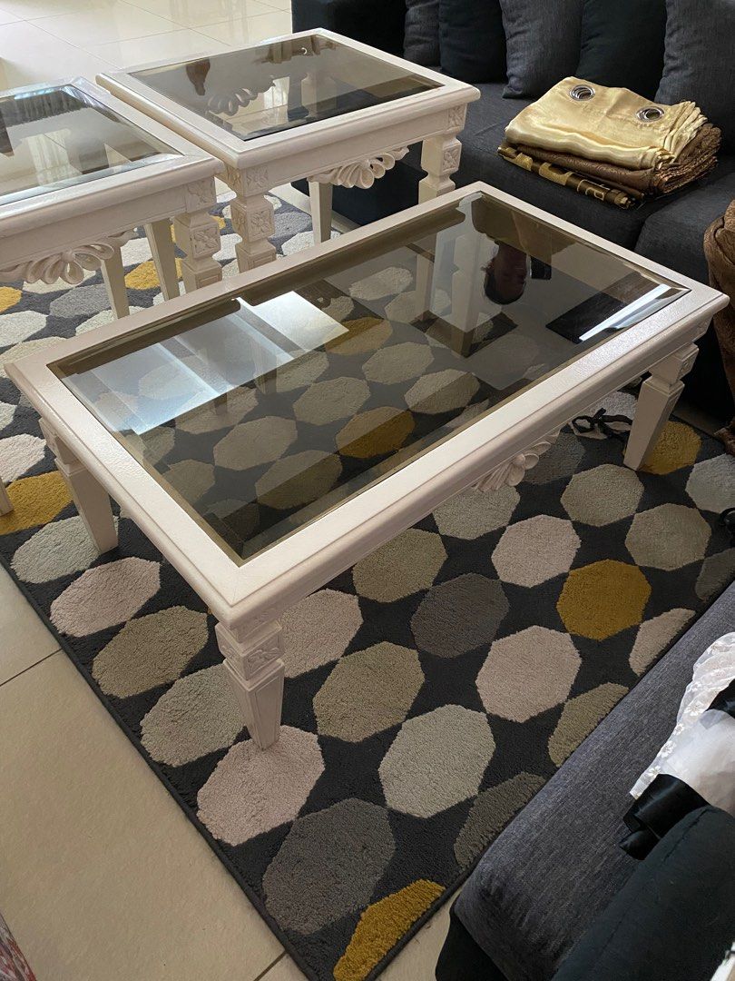 Victorian Inspired Coffee & Side Tables (Category: Tables & Sets) located in Cavite. Submitted by f2squared_2nd_account (Listing ID 1353099414, Image 1). Description: Victorian Inspired Coffee & Side Tables Bought: 18k as a set Selling: Side Table 4k each, Coffee Table 6k, 12k pag set RFS: Decluttering Notes: in great condition, check photos for reference..