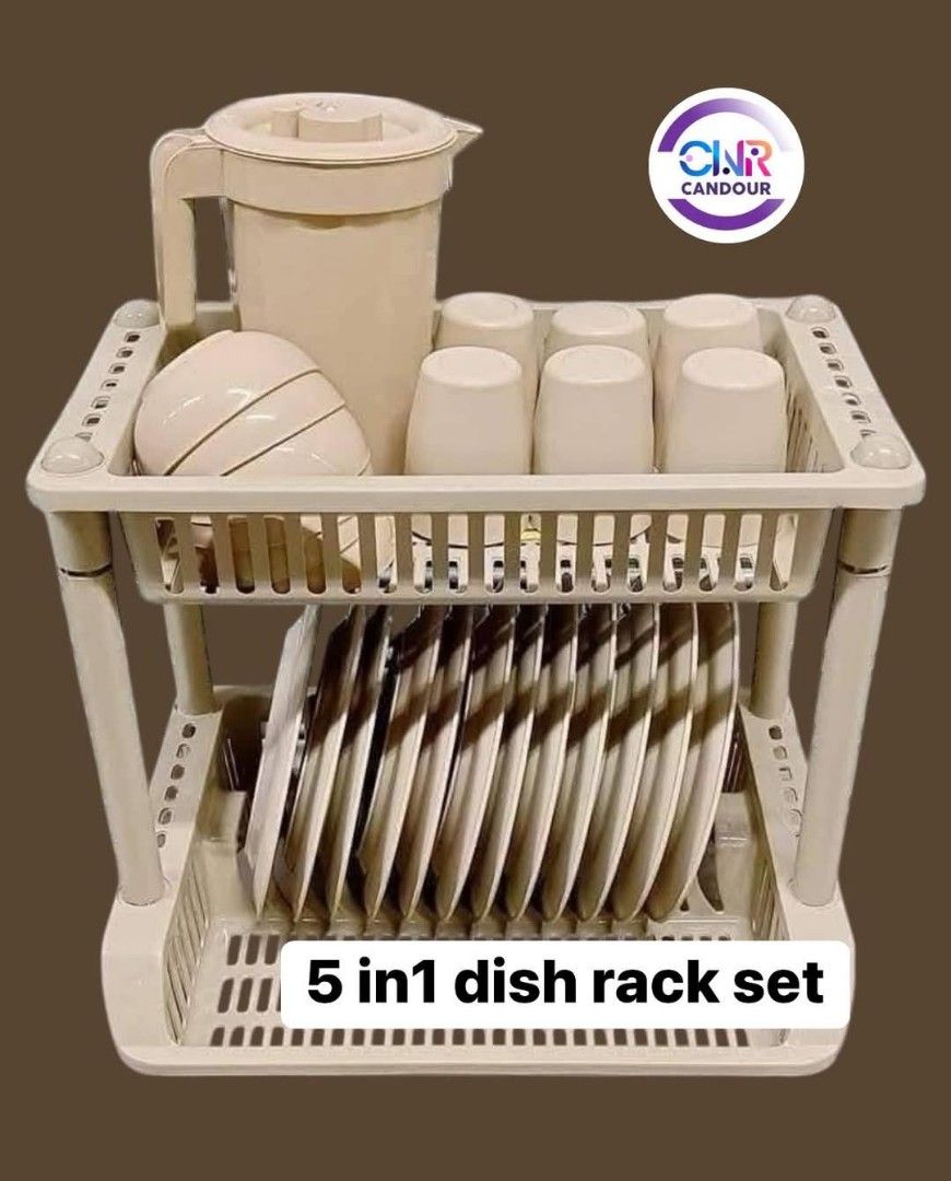 5 in 1 Mocha Dish Rack Set (Category: Dinnerware & Cutlery) located in Manila. Submitted by onlineshoppersph (Listing ID 1353225559, Image 1). Description: 5in1 Mocha Dish Rack Set 12 pcs Plates 6 pcs Cups 6 pcs Bowl 1 pc Pitcher 1 pc 2Layers Dish Rack DISCOUNT FOR BULK/WHOLESALE ORDERS‼️ ✅100% Brand New ✅Good Quality Cash On Deliver - Metro Manila - Delivery Fee/Handling Fee shouldered by BUYERS - DF/HF depends on BUYERS Location Thank You.