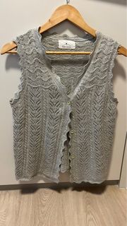 韓國 淺灰色 通花 扣鈕冷背心64237986286593110