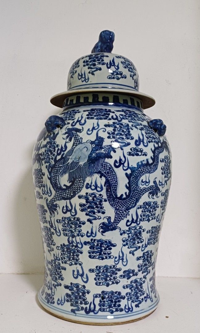 Antique porcelain Jar (Category: Vases & Decorative Bowls) located in Manila. Submitted by aikahzdm (Listing ID 1353407541, Image 1). Description: Fs antique blue and white porcelain pair dragon jar Good condition Pm sent If Interested, COD.