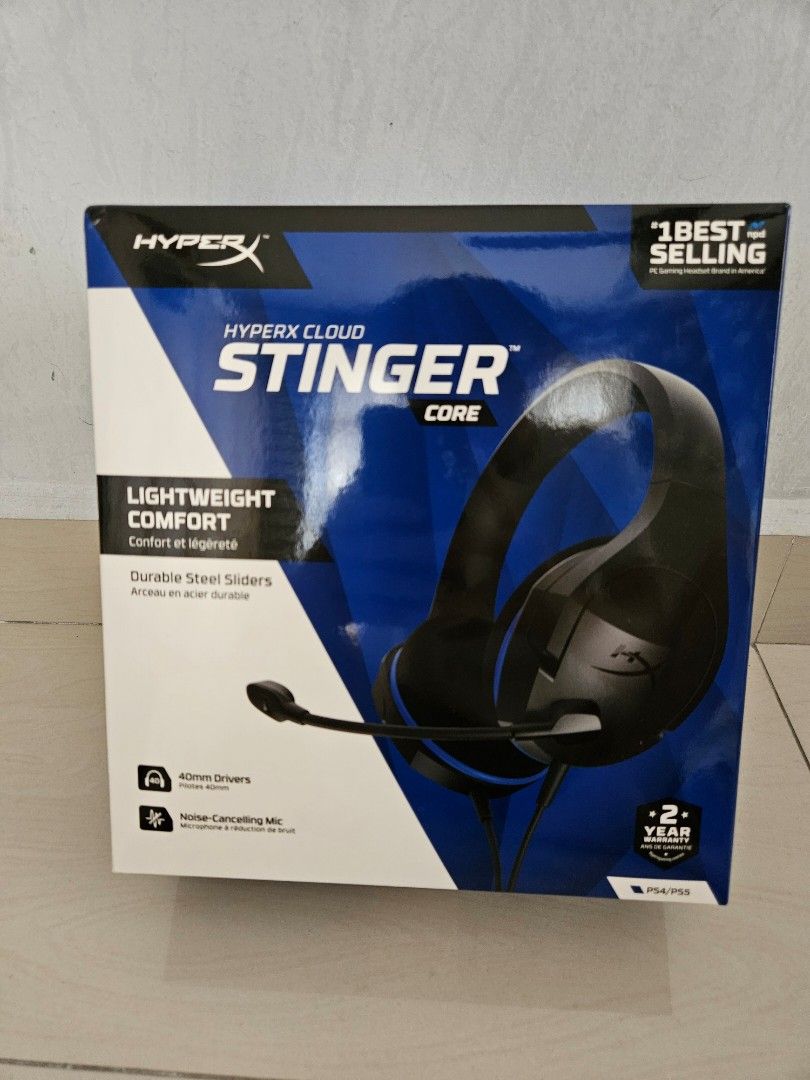[BOX ONLY] HYPERX Cloud Stinger Core (Category: Headphones & Headsets) located in Johor Bahru. Submitted by aeliuslee (Listing ID 1353284065, Image 2). Description: Decluttering my room Condition: 9/10 (Just the top part tape post effect look mirky) HyperX Cloud Stinger Core (PS4/PS5 recommended box) Why buy? - To increase your Hyper X headset's resale value, or look cool in your display room. Meet-up in JB only, i dont want to dent the box throu