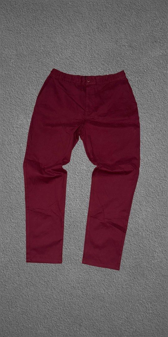 Maroon Pants (Category: Chinos) located in General Santos City (Dadiangas). Submitted by byph_ (Listing ID 1353267524, Image 1). Description: Japanese Brand No issue Brand new condition Hip-21.7 inches Length-39.5 inches Inseam-28 inches Leg opening 6.7 inches.