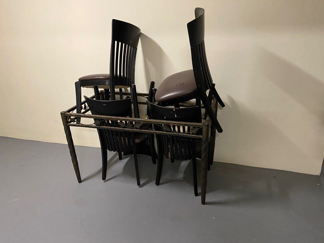 Dining Table (Category: Tables & Sets) located in Singapore. Submitted by sgtrusted (Listing ID 1353359098, Image 1). Description: Dining table and chairs 6 chairs Dusty but in very good condition. strong Metal frame of dining table. Replacing with new table..
