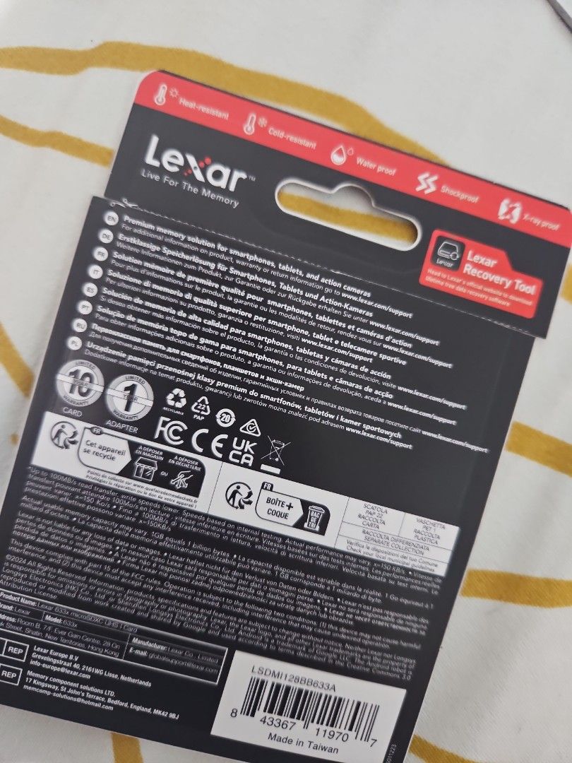 Lexar 128 GB micro SD card (Category: Memory & SD Cards) located in Manila. Submitted by elliaaa_ (Listing ID 1353367043, Image 2). Description: Brand new 128 GB micro SD with Adapter opened only, never used Original Price: Php 1,000 RFS: phone has no SD card slot.
