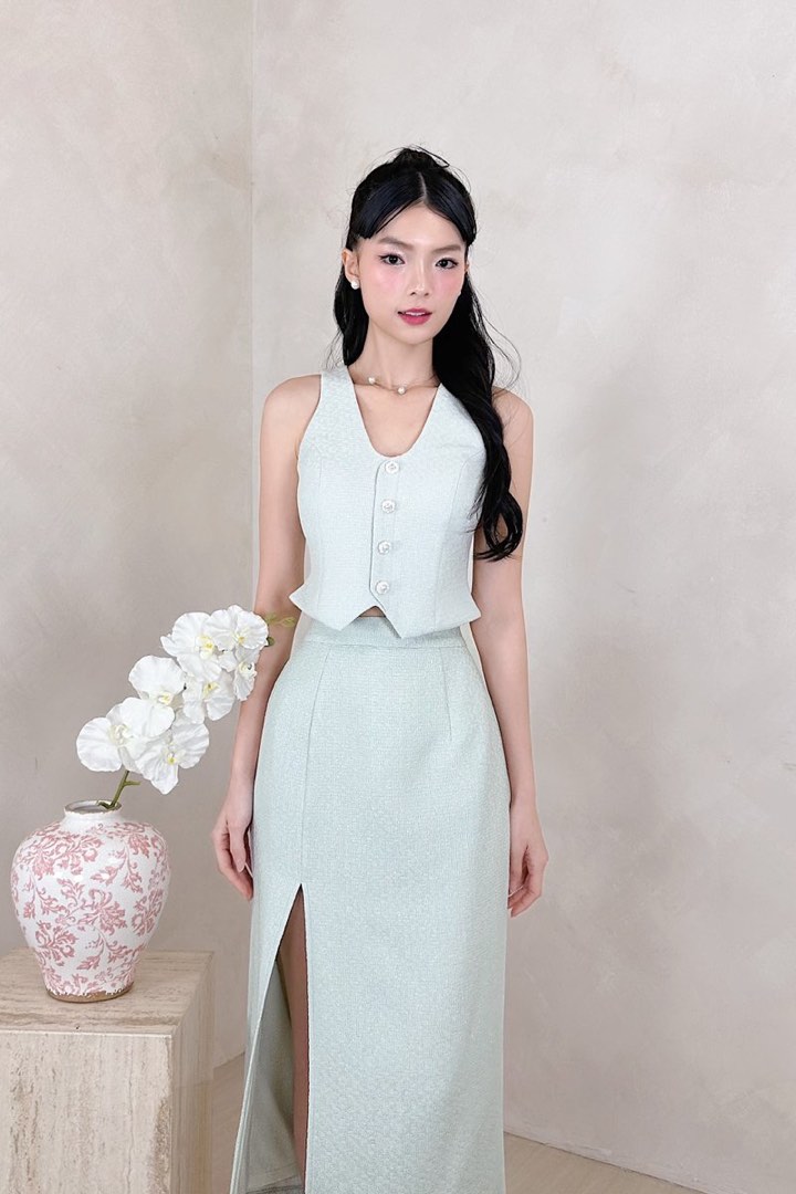 Mikayla Hanzel Top in Sage, Women's Fashion, Tops, Sleeveless on Carousell