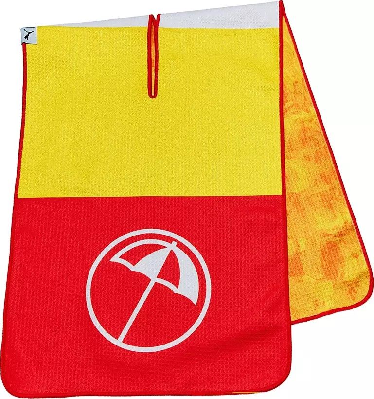 PUMA x Arnold Palmer Golf Towel (Category: Golf) located in Pasay City. Submitted by golfclubtraderph (Listing ID 1353316651, Image 1). Description: • For Sale • PUMA x Arnold Palmer Golf Towel - Brand New With Tag - Authentic • FEATURES : Dimensions: 39" x 14" Super absorbent microfiber based tour performance towel Center slit for hanging Care Instructions: Machine wash cold. Do not iron. Hang dry only. Do not bleach • Mode of payment - BDO / BP