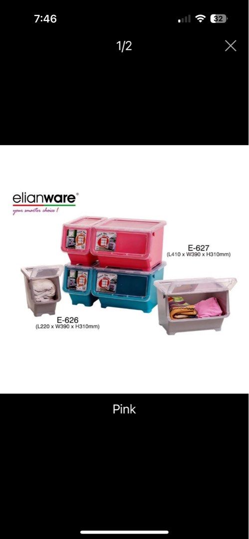Stackable storage box (Category: Storage Boxes & Baskets) located in Kuala Lumpur. Submitted by eunicechloe (Listing ID 1353336271, Image 2). Description: I have 4 to let go . Self pick up at Kepong area .