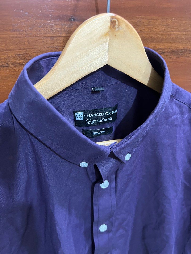 Chancellor 9000 Violet Long Sleeves (Category: Formal Shirts) located in Quezon City. Submitted by declutter_with_xy (Listing ID 1353562637, Image 2). Description: Shoulder to shoulder: 17.5 inches Width: 21.5 inches Length: 25 inches Sleeves: 23 inches 10/10 condition 9.5/10 color rate No Issue just wrinkled. Color may vary depending on exposure to lights. RFS: Decluttering Always manage your expectations SF will be handled by buyer..