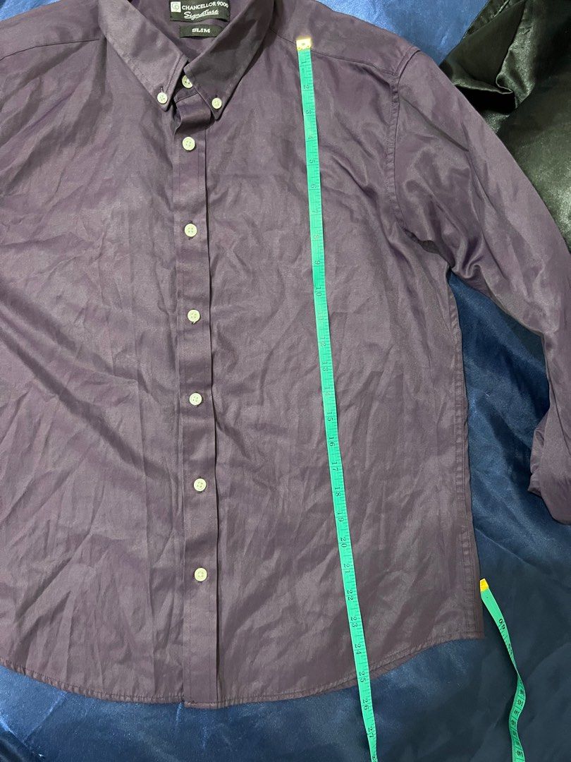 Chancellor 9000 Violet Long Sleeves (Category: Formal Shirts) located in Quezon City. Submitted by declutter_with_xy (Listing ID 1353562637, Image 3). Description: Shoulder to shoulder: 17.5 inches Width: 21.5 inches Length: 25 inches Sleeves: 23 inches 10/10 condition 9.5/10 color rate No Issue just wrinkled. Color may vary depending on exposure to lights. RFS: Decluttering Always manage your expectations SF will be handled by buyer..