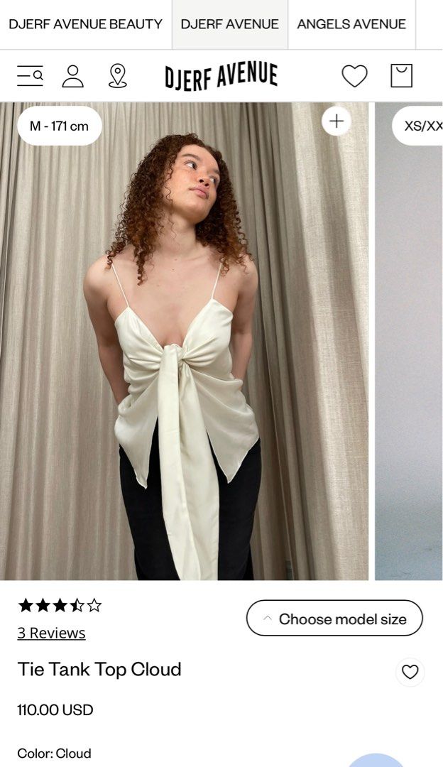 djerf avenue tie tank top (Category: Sleeveless) located in Las Pinas. Submitted by arisofro (Listing ID 1353542805, Image 1). Description: • material: cupro fabric • never worn, brand new • retails for $110 (₱6,380) .