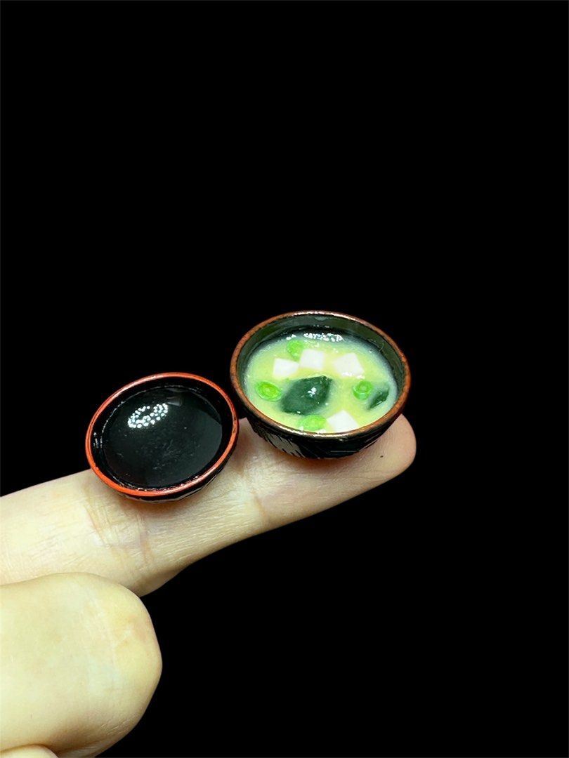 Handmade Miniature Miso Soup, Japanese soup, Clay, resin, 1 bowl (Category: Handmade Craft) located in Singapore. Submitted by mini.collectibles.1 (Listing ID 1353463394, Image 1). Description: Handmade Miniature Miso Soup, Japanese soup, Clay, resin, 1 bowl All are handmade. Size may varies. May have finger pressing stains. Made from clay, resin. Miniature Showcase Display Store at the address below: Blk 2019 Bukit Batok St 23 (Industrial Park A