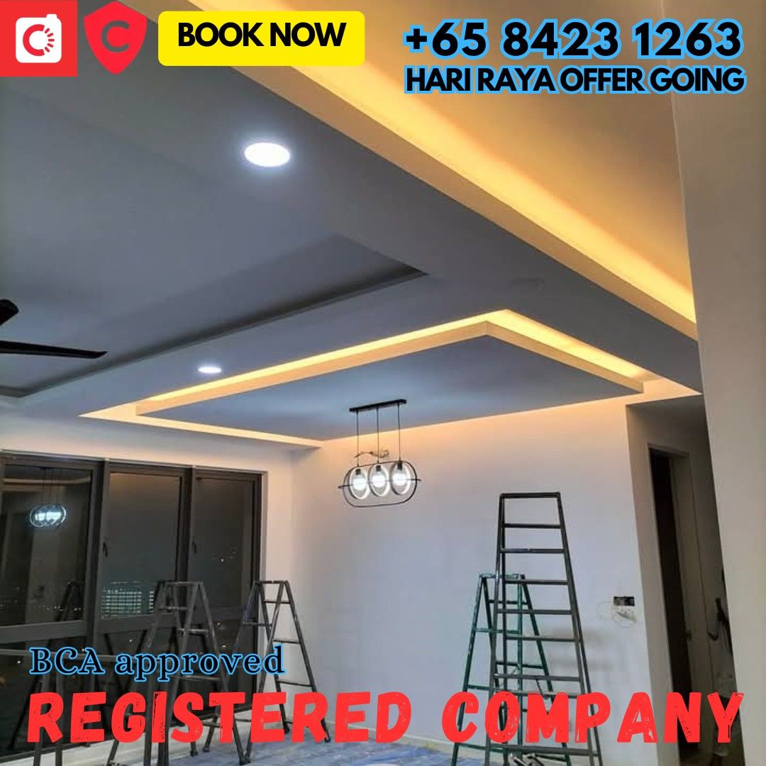Hari raya booking time/ False ceiling/ L-box/ lbox/ cove light/ fan installation/ light installation/ ceiling renovation/ double ceiling62863075657858114