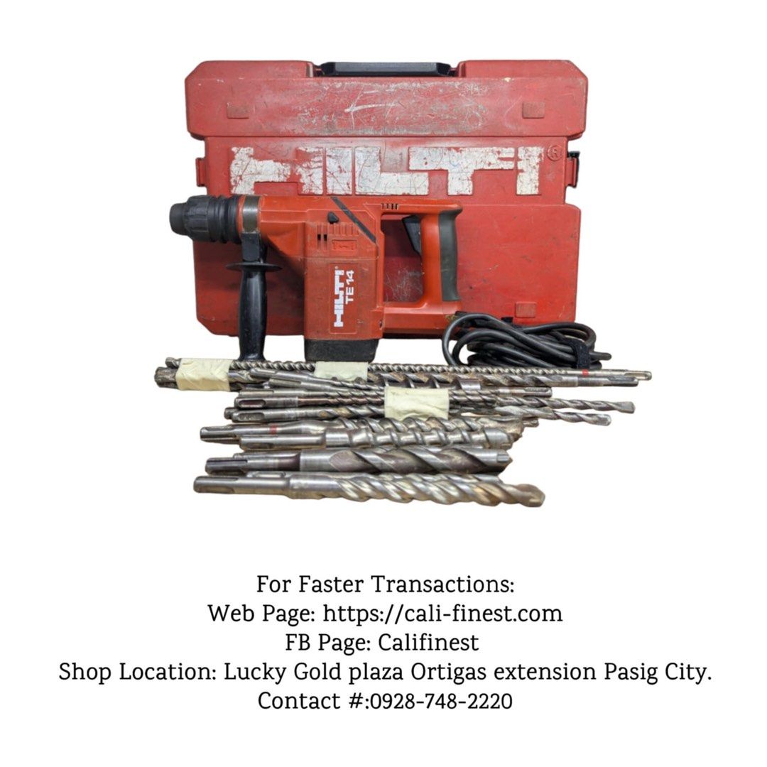 HILTI TE14 ROTARY HAMMER (Category: Construction Tools & Equipment) located in Pasig City. Submitted by califinestcollectibles (Listing ID 1353448685, Image 1). Description: HILTI TE14 ROTARY HAMMER. Very nice compact rotary hammer. Comes with a spare drill chuck a genuine Hilti chuck that can be replaced with the SDS chuck. Made in Lechtenstein not a cheap China knock off. Storage case included PT#58 110v Actual and detailed picture posted Origi