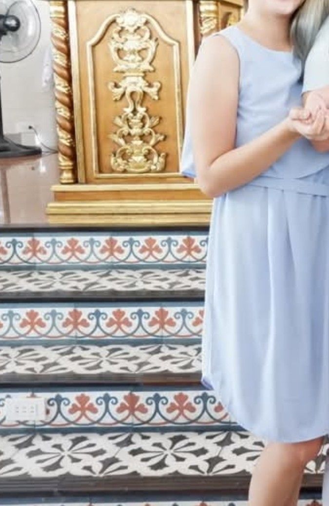 Light blue Breastfeeding Dress (Category: Maternity wear) located in Manila. Submitted by fashiondera. (Listing ID 1353421484, Image 3). Description: nasuot lang po nung binyag size: medium brand: great expectation light blue nabili po sa trinoma *last pic when worn.