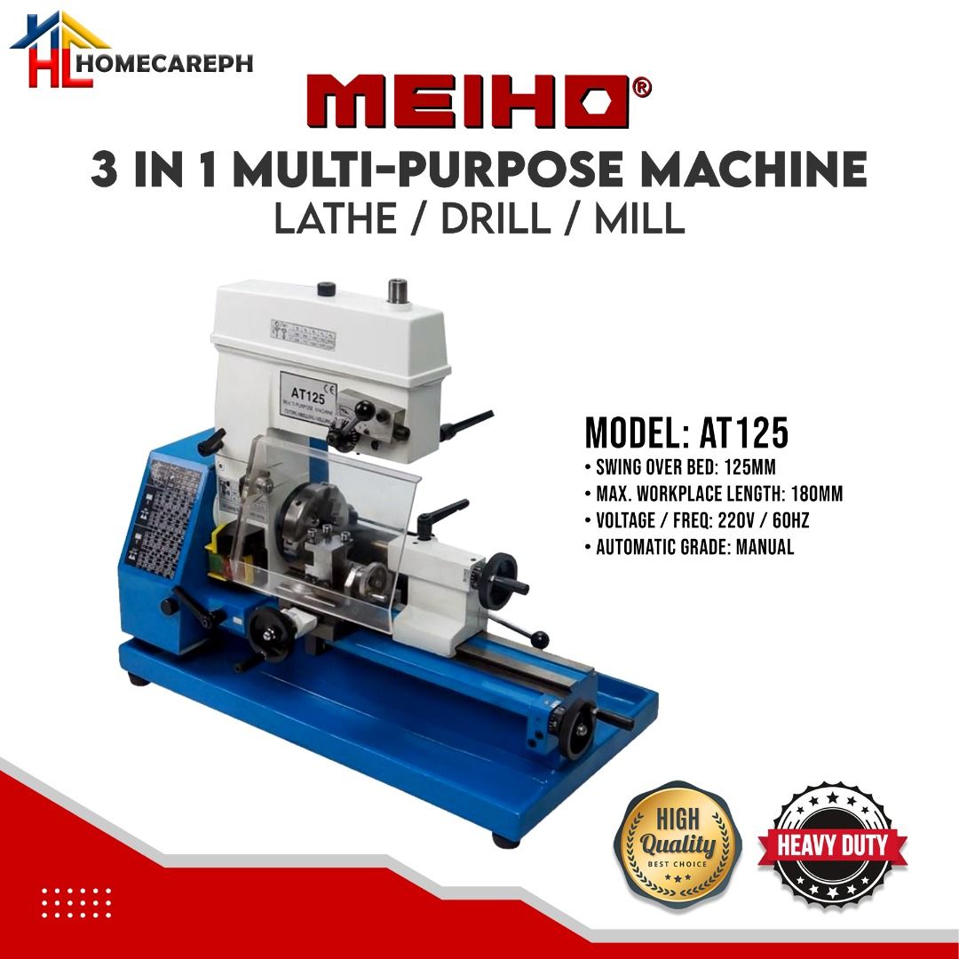 Meiho 3in1 Multi-Purpose Machine (Lathe / Drill / Mill) AT125 ...