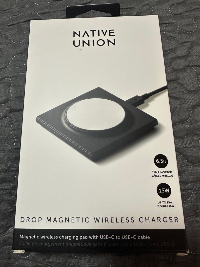 Native Union Drop Magnetic Wireless Charger (Category: Chargers & Cables) located in Mandaluyong City. Submitted by jim.dc (Listing ID 1353422560, Image 1). Description: 6.5 ft 15W.