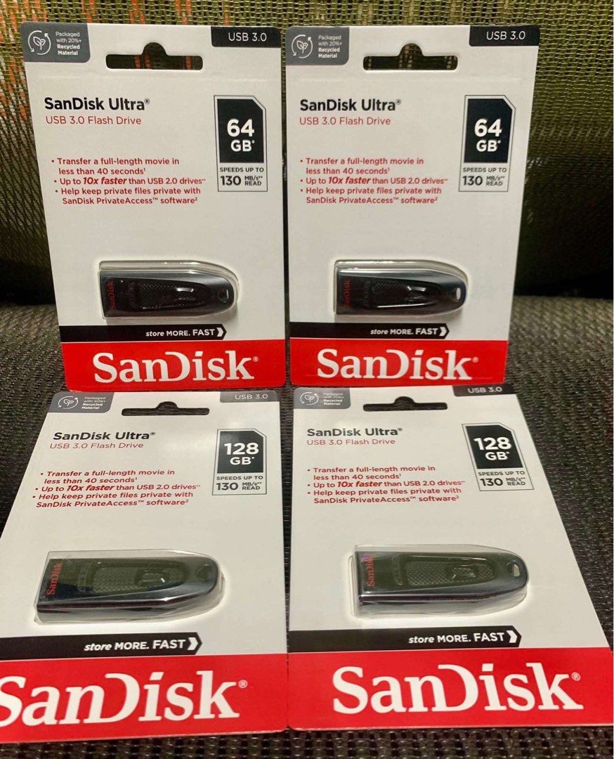 ORIGINAL SANDISK ULTRA USB 3.0 FLASH DRIVE (Category: Hard Disks & Thumbdrives) located in Makati City. Submitted by jc.cuerdo (Listing ID 1353584738, Image 2). Description: ORIGINAL SANDISK ULTRA USB 3.0 FLASH DRIVE ➡️AVAILABLE: 16gb 130 mb/s read 32gb 130 mb/s read 64gb 130 mb/s read 128gb 130 mb/s read 256gb 130 mb/s read 512gb 3.2 gen 1 100 mb/s read ➡️SPECIFICATIONS: Transfer full-length movie in less than 40 seconds. Transfer files up to 10