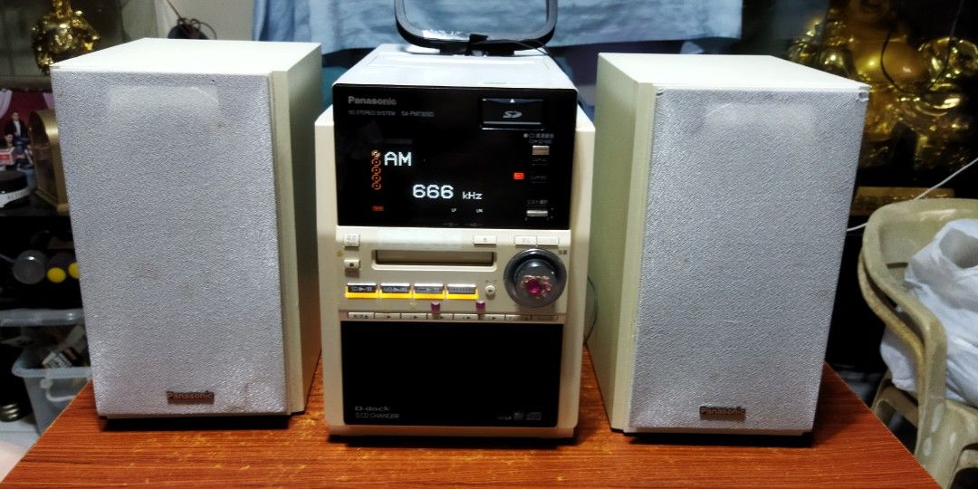 Panasonic Cassette Compo (Category: Soundbars, Speakers & Amplifiers) located in Pasay City. Submitted by marineljapansurplus (Listing ID 1353428447, Image 2). Description: Panasonic Cassette Compo SA-PM730SD Good pang Cassette, pang MD at pang AUX-IN. Tuner 📻: AM complete local station. FM UpTo 90mhz with AM loop antenna Bi-wiring speaker SD: good working condition CD with issue Power: 100v 62W (need gamitan Ng transformer) Superb quality sound