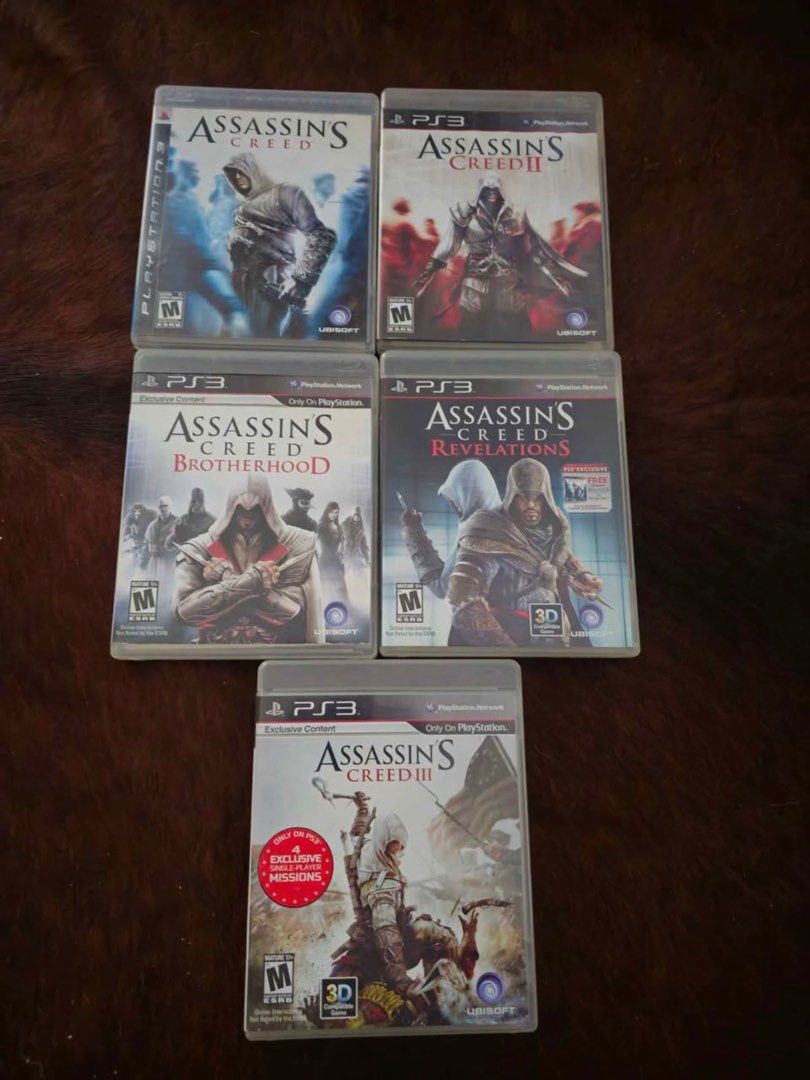 PS3 Assasin’s Creed Games (Category: PlayStation) located in Paranaque City. Submitted by refuerzomarc (Listing ID 1353415922, Image 1). Description: For Sale! Games -Assassin’s Creed -Assassin’s Creed II -Assassin’s Creed Brotherhood -Assassin’s Creed Revelations -Assassin’s Creed III 350 pesos each or 1,500 pesos TAKE ALL Meetup or Lalamove.