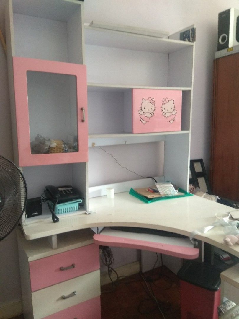Study Desk with Shelving unit (Category: Office Furniture & Fixtures) located in San Juan City. Submitted by gawed (Listing ID 1353480301, Image 1). Description: Used Study Desk with Shelving Unit and cabinet. Original purchased for P20k selling for 9500. negotiable. will disassemble pickup c/o buyer. gcash.