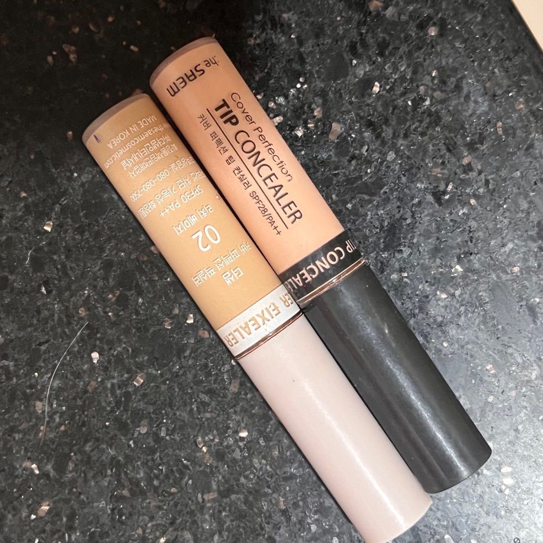 The Saem - concealer (peach corrector and shade 2.0) (Category: Makeup) located in Manila. Submitted by apreloved.co (Listing ID 1353460377, Image 2). Description: Take both for 100 🤍 60 each - Peach corrector: 50% - Medium 2.0: 50%.