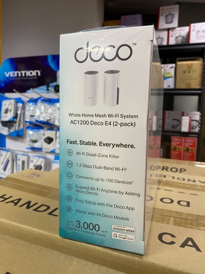 TP-Link Deco E4 (2-Pack) AC1200 Whole Home Mesh Wi-Fi System (Category: Networking) located in Pasig City. Submitted by lyntoledo222-50488 (Listing ID 1353534987, Image 3). Description: TP-Link Deco E4 (2-Pack) AC1200 Whole Home Mesh Wi-Fi System 1yr warranty 7days replacement WE accept bulk-order store pick-up or book via courrier lalamove,grab,move it ! joyride open for night time deliveries Location: pasig shaw blvd #DECO #E4 #mesh #tplink #AC