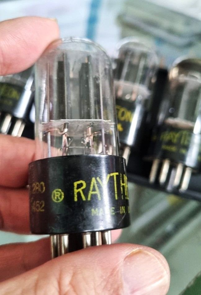 PAIR RAYTHEON 1950 6SN7GT BLACK PLATE HEAVT CONSTRUCTION TUBES, TV-7 TESTED A-16