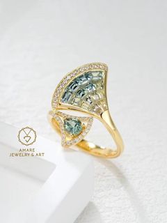 New design đ! Color Sapphire Ring! 1.50ct green sapphire, 18k gold & 0.18ct diamond Price 8850HKD A meticulously crafted stone collection! Each gemstone is vividly colored, brilliant, and rare green sapphire totaling 1.50ct đ 18 diamonds! Gradient colors add more texture! 18K thick gold setting! Full of spring vibes đ! Designer piece, only HKD 885064211993779971110