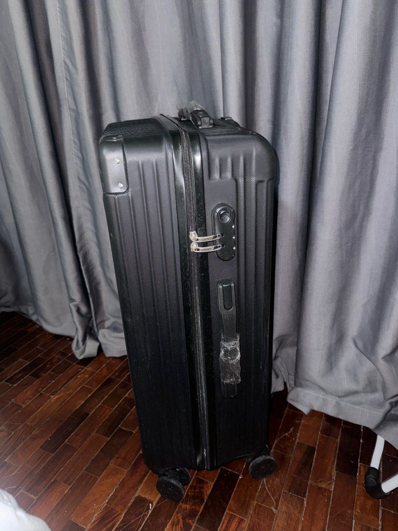 Black luggage set (Category: Luggage) located in Pasay City. Submitted by iamtrustworthy (Listing ID 1353765243, Image 3). Description: Length vertical 23inches Length diagonal 27inches Width 16inches Depth 9inches Mini luggage: 12L x 9W x 5.5D.
