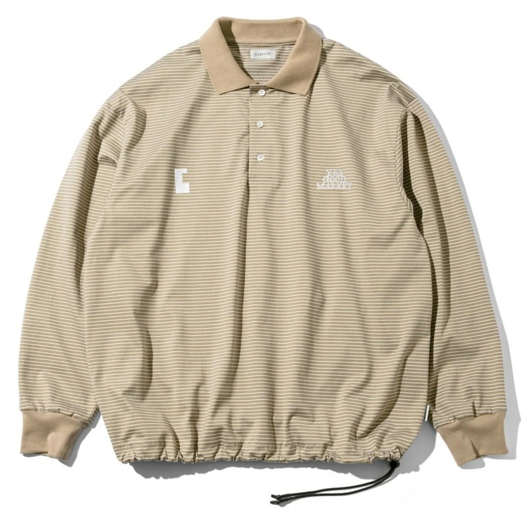 CLESSTE / STRIPED MASSIVE L/S POLO SHIRT WITH DRAWSTRINGS