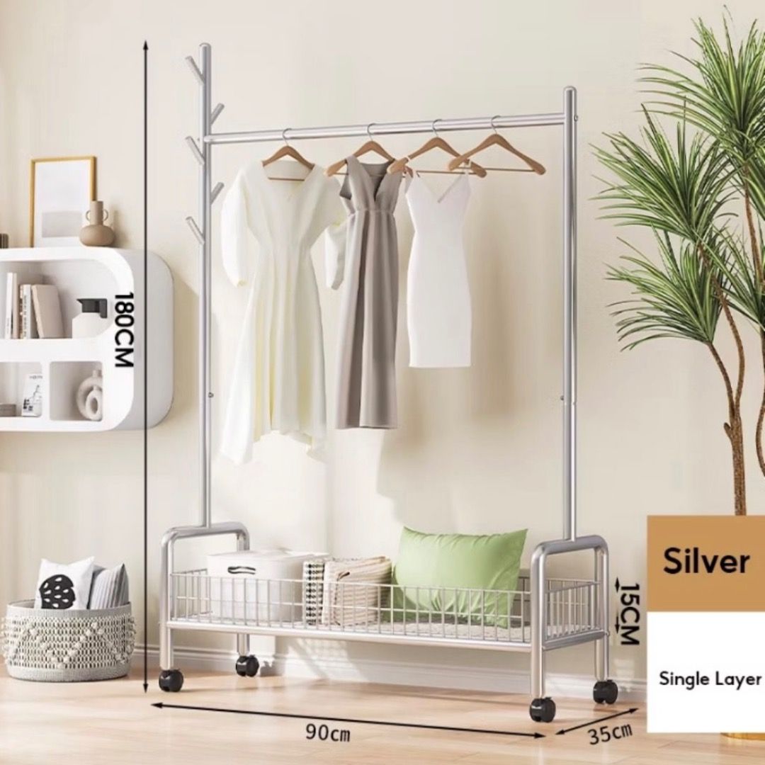Freestanding Bedroom Clothes Rack | Durable Steel Frame Drying Stand ...