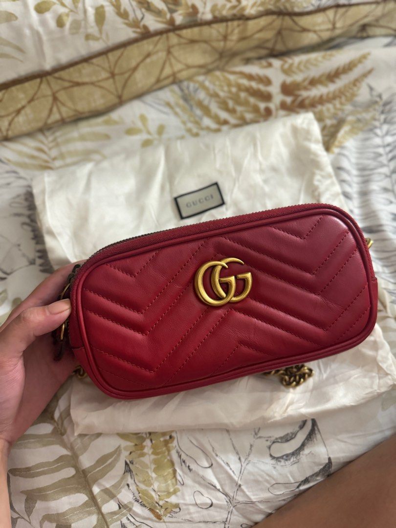 Gucci Triple zip marmont (Category: Luxury Bags & Wallets) located in Quezon City. Submitted by cmsia (Listing ID 1353656636, Image 1). Description: For Sale!!! Gucci Marmont Triple zip in red with dust bag only bought from japan rfs: declutterring and hindi ko talaga keri ang color red.