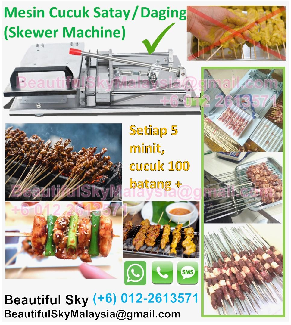 Mesin Cucuk Satay Satay Machine Stick Skewer Pencucuk Diced Meat ...