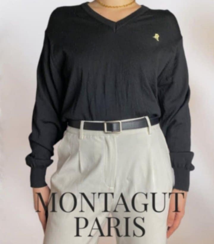 Montagut Lambs wool sweater (Category: Coats, Jackets and Outerwear) located in Quezon City. Submitted by neverfoundland (Listing ID 1353775393, Image 2). Description: Size 2 on tag (or XS) but for Filipino body frame, can fit until medium Preowned Made in France Rare find No major flaws In good condition Color: Black 1300 pesos This piece costs around 4-5K pesos online for a new piece..