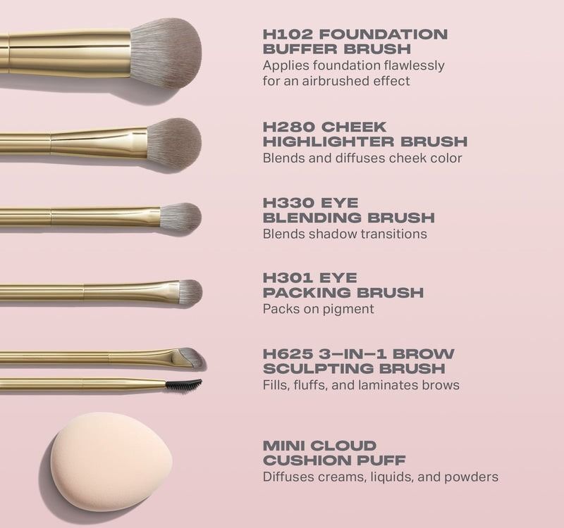 MORPHE Compose Yourself 6-Piece Brush & Tool Set (Category: Makeup) located in Manila. Submitted by juanashopbies_ph (Listing ID 1353636448, Image 3). Description: MORPHE Compose Yourself 6-Piece Brush & Tool Set - Limited edition brush & tool set - All vegan face & eye brushes - Bonus Mini Cloud Cushion Puff Be perfectly presented in any situation with this essential curation of 5 soft, vegan face and eye brushes, plus a mini Cloud Cushion Puff 
