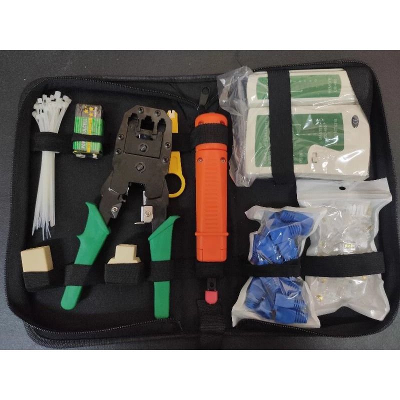 Network Tool Kit (Category: Office & Business Technology) located in Manila. Submitted by sdfsolutions (Listing ID 1353758812, Image 1). Description: - Kit package contents: *(1pc)Cable Tester *(1pc) Crimper *(20pcs)Tie wraps *(1pc)Wire stripper *(18pcs)RJ45 *(18pcs)RJ45 Boots *(1pc)Cable Fault Finder *(1pc) 1 to 2 connector Adapter *(1pc) rj45 connector adapter Tags: Network tool kit kit tool kit .