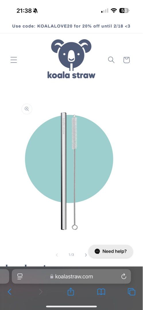 OWALA TUMBLR BOTTLE METAL STRAW (KOALA STRAW) 24 / 32 Oz (Category: Water Bottles & Tumblers) located in Singapore. Submitted by sleepybubuu (Listing ID 1353735319, Image 1). Description: As seen viral on TikTok, koalastraw you can replace your Owala straw with this metal straw and stop ingesting microplastics. Comes in pack of 2 with 1 brush (24/32 Oz).