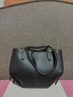Polene Cyme Mini - Black with Ecru Stitching