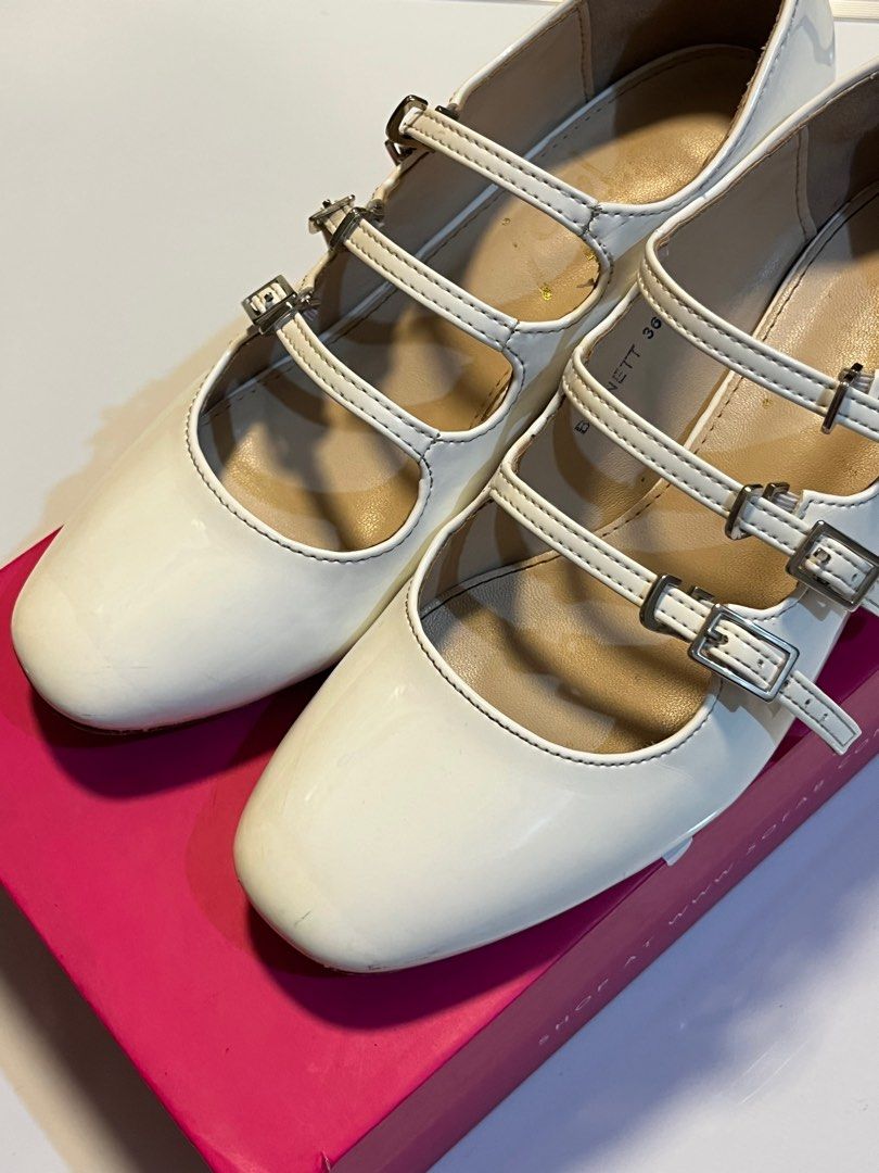 Sofab! Mary Janes in White (Bennett) (Category: Heels) located in Makati City. Submitted by selle__ (Listing ID 1353744128, Image 2). Description: > Size 36 > Bought at a ₱1,499 price > 6 months of usage hence the obvious signs of usage in the 3rd pic > 1.5” heel > Comfortable to walk around with > Makes a VERY cute OOTD > Some of its stains I may be able to clean > MOP: Cash, GCash, Bank Transfer > MOD: JnT, Lalamove, Meet-up .