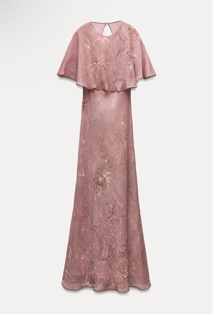 Zahara Cape Sleeve Draped Maxi Dress In White main image 0