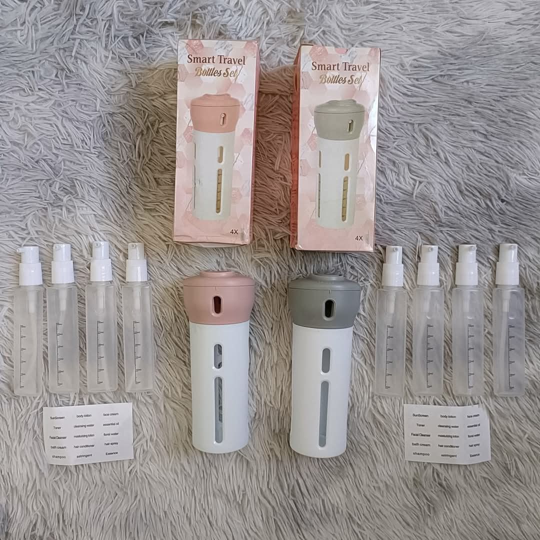 4 in 1 Travel Organizer Bottle (Category: Travel Essentials & Accessories) located in Bauang. Submitted by glenefinds (Listing ID 1353849841, Image 2). Description: ‼️ORIG PRICE: 180 pesos each ✅w/ free label stickers ✅no more leaks.