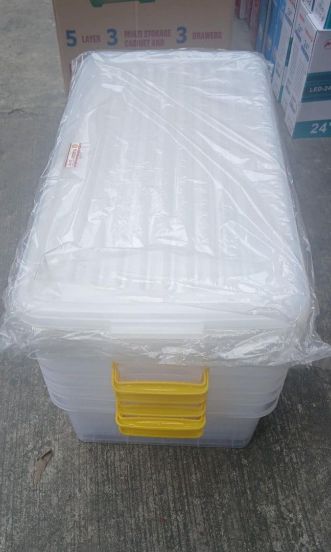60L under bed storage boxes (Category: Storage Boxes & Baskets) located in Quezon City. Submitted by uno_store (Listing ID 1353874621, Image 1). Description: !! FACTORY OUTLET SALE !! OPEN FOR BULK ORDRES Wholesale/Dealer/Supplier/Retailer -BODEGA SALE- SALE SALE SALE MATIBAY MAKAPAL MAKUNAT 100% Brand New!! PM for orders and deliveries po black sizes 40 liters black 80 liters black 102 liters black 143 liters black 163 liters black unitech brown