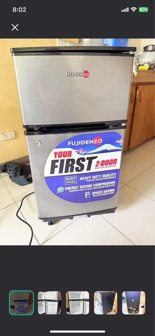 Fujidenzo Personal 2-door Refrigerator (Category: Refrigerators and Freezers) located in San Pedro. Submitted by eskimoroll (Listing ID 1353904224, Image 1). Description: With movable stand Clean No damage Last price posted Item will be available 1st week of April 2025 Still within warranty Buyer to arrange the pickup and delivery Location: Angeles City, Pampanga Rfs: Moving out.